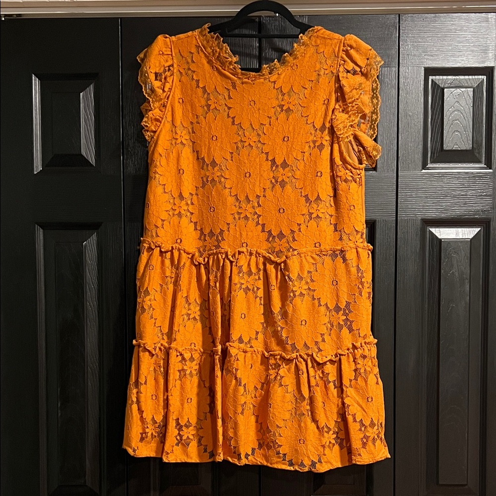 Anthropologie Orange Lace Dress